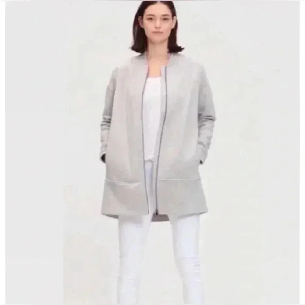 Eileen Fisher Brushed Cotton Terry Flight Jacket- oversized